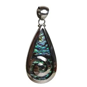 Abalone Shell Necklace Pendant Sterling Silver Reversible Handmade Jewelry